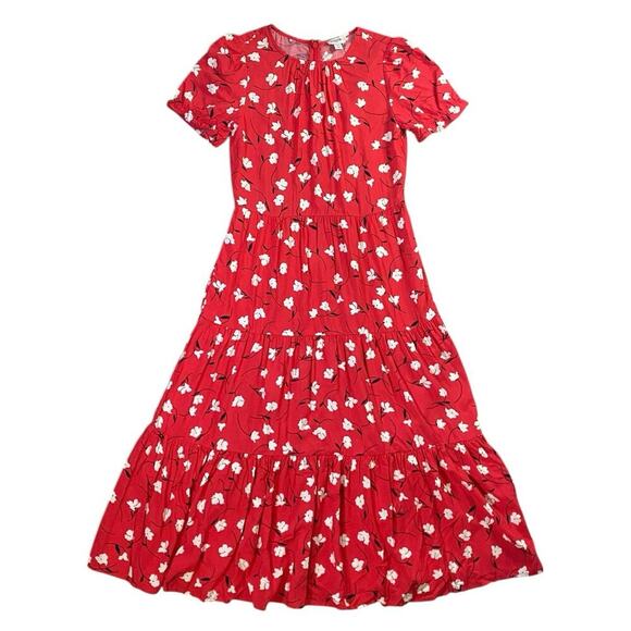J.Crew Red Floral Tiered Maxi Dress NWT - XXS - Picture 1 of 3